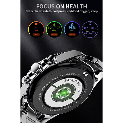 AW12 Bluetooth Smartwatch for Men and Women - Waterproof Fitness Tracker with Call Function and Steel Wristband