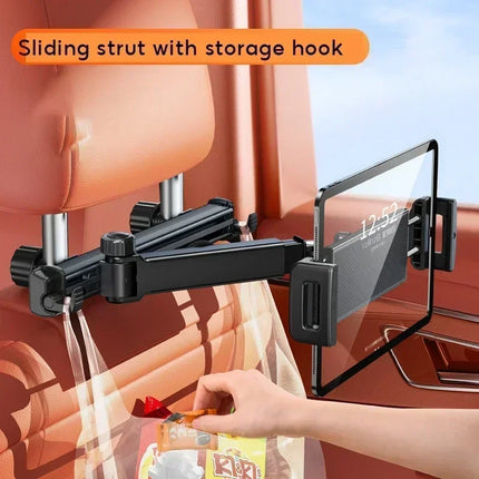 Tablet Holder Mount for Car Headrest Back Seat 360 Rotate Phone Stand Long Arm Adjustable with 2 Hook Fit for 4.7-12 Device