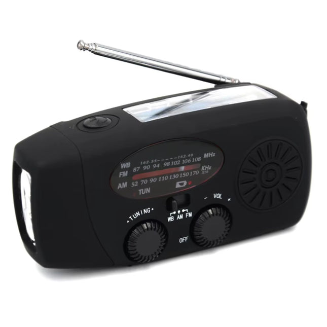 12000mAh Multifunctional Emergency Radio with Hand Crank, Solar Power, AM/FM/NOAA Weather Alerts, LED Flashlight, and Power Bank Charger