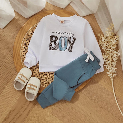 Casual New Baby Boys Long Sleeve Outfits Clothes Fashion Letter Print Sweatshirt Tops Elastic Pants Suit for Baby Fall Clothing