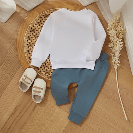 Casual New Baby Boys Long Sleeve Outfits Clothes Fashion Letter Print Sweatshirt Tops Elastic Pants Suit for Baby Fall Clothing