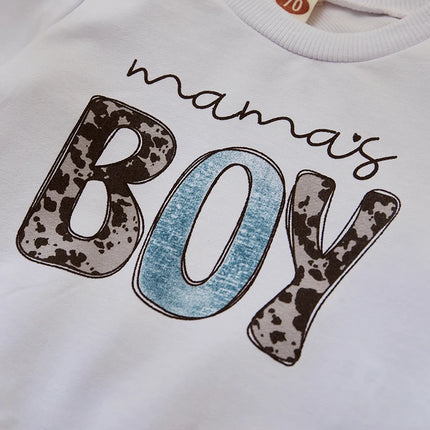 Casual New Baby Boys Long Sleeve Outfits Clothes Fashion Letter Print Sweatshirt Tops Elastic Pants Suit for Baby Fall Clothing
