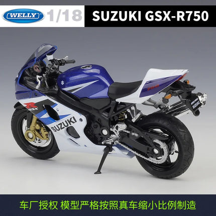 Welly 1:18 Suzuki GSX-R750 Die Cast Vehicles Collectible Hobbies Motorcycle Model Toys