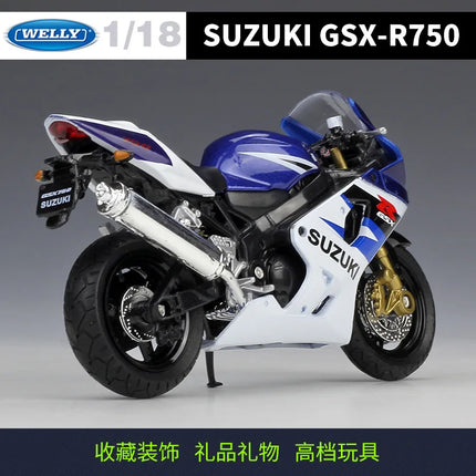 Welly 1:18 Suzuki GSX-R750 Die Cast Vehicles Collectible Hobbies Motorcycle Model Toys