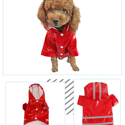 Dog Clothes, Waterproof Jackets, Hooded Raincoats with Reflective Strip, Outdoor Breathable Clothes for Puppies