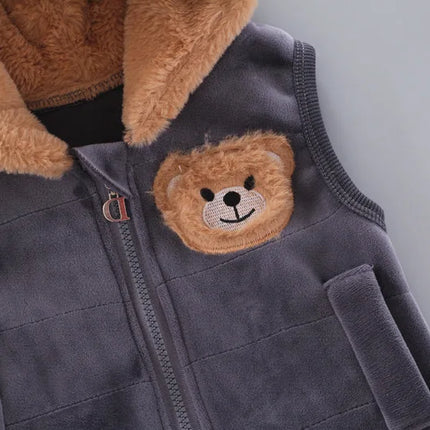 Baby Boys And Girls Clothing Set Tricken Fleece Children Hooded Outerwear Tops Pants 3PCS Outfits Kids Toddler Warm Costume Suit