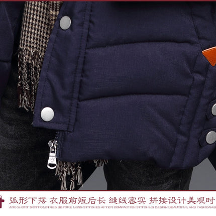 2025 New Winter Keep Warm Teenage Boys Jacket 5-14 Years Long Slim Fit Fashion Hooded Coat For Kids Children Outdoor Windbreaker