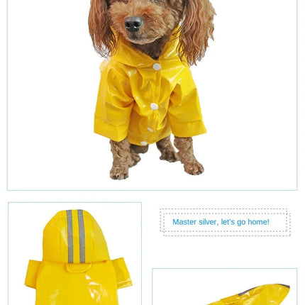 Dog Clothes, Waterproof Jackets, Hooded Raincoats with Reflective Strip, Outdoor Breathable Clothes for Puppies