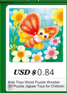 Kids Wooden Toys 3D Wood Puzzle Cartoon Animals Cognitive Jigsaw Puzzle Early Learning Educational Toys For Children Gift