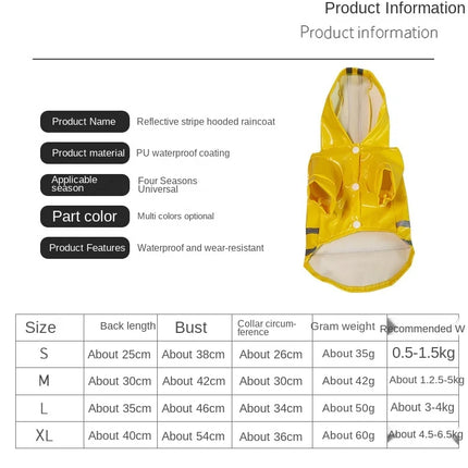 Dog Clothes, Waterproof Jackets, Hooded Raincoats with Reflective Strip, Outdoor Breathable Clothes for Puppies