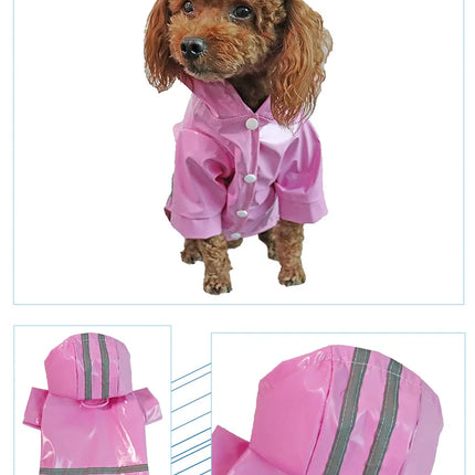 Dog Clothes, Waterproof Jackets, Hooded Raincoats with Reflective Strip, Outdoor Breathable Clothes for Puppies