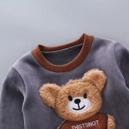 Baby Boys And Girls Clothing Set Tricken Fleece Children Hooded Outerwear Tops Pants 3PCS Outfits Kids Toddler Warm Costume Suit