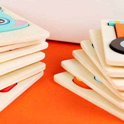 Kids Wooden Toys 3D Wood Puzzle Cartoon Animals Cognitive Jigsaw Puzzle Early Learning Educational Toys For Children Gift