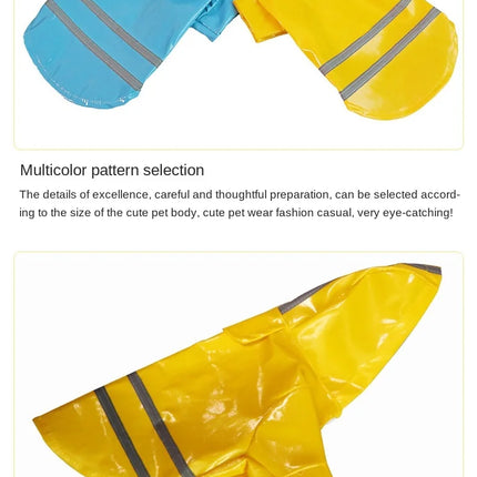 Dog Clothes, Waterproof Jackets, Hooded Raincoats with Reflective Strip, Outdoor Breathable Clothes for Puppies