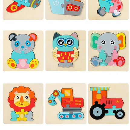 Kids Wooden Toys 3D Wood Puzzle Cartoon Animals Cognitive Jigsaw Puzzle Early Learning Educational Toys For Children Gift