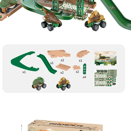 Kid Rail Parking Lot Toys Dinosaur Car Parking Building Model Simulation Fire Police Engineering Vehicle Toy Boys Birthday Gifts