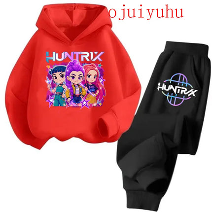 2025 movie korean style Sets Children Hoodies Kpop Demon Hunters Pullover Sweatshirt Trucksuit Cartoon Girls Boy Kids Clothes