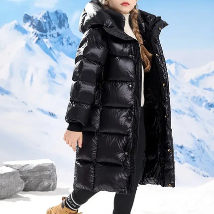 Children's Winter Down Jacket Thickness Long Warm Puffer Coat Boys Girls Waterproof Hooded Parkas Kids Snow Outerwear