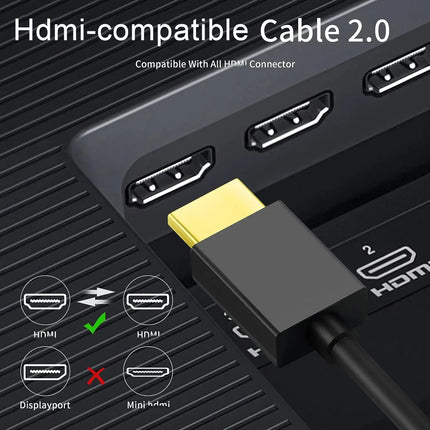 4K@60Hz For HDMI Male to Male Cable High Speed 2.0 Cable Gold-Plated Connectors Cable HDR 3D 2160P 1080P UHD TV Blu-ray Xbox PS