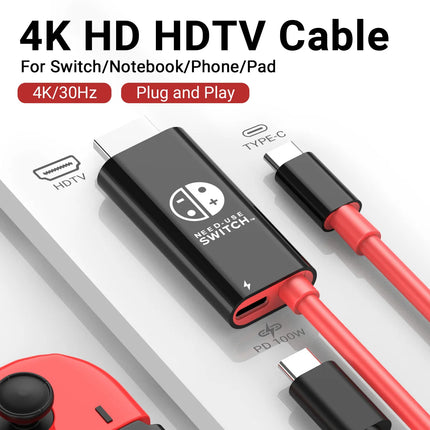 Type C to HDMI Cable for Game HDTV with 4K 1080P 100W PD Charging Compatible with Laptop,Tablet, MobilePhone,SteamDeck