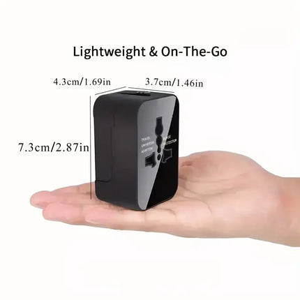 Universal AC power adapter with dual USB charging ports, universal travel plugs and sockets, EU-US AC power adapter