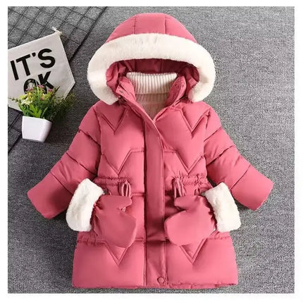 Autumn Winter Girls Jacket Keep Warm Fashion Hooded Outerwear Birthday Christmas Princess Coats 3 4 5 6 7 8 Years Kids Clothes