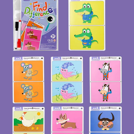 Kid's Find Difference Drawing Circle Game Learning Educational Children Training Concentration Activities Toys for Birthday Gift