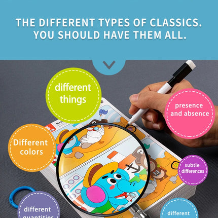 Kid's Find Difference Drawing Circle Game Learning Educational Children Training Concentration Activities Toys for Birthday Gift