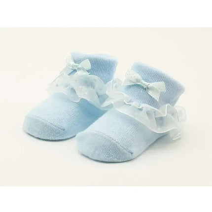 Baby Socks Newborn Infant Girl Lace Bow Socks Toddler Baby Girls Anti Slip Cotton Spring Autumn Short Sock For 0-6 Months