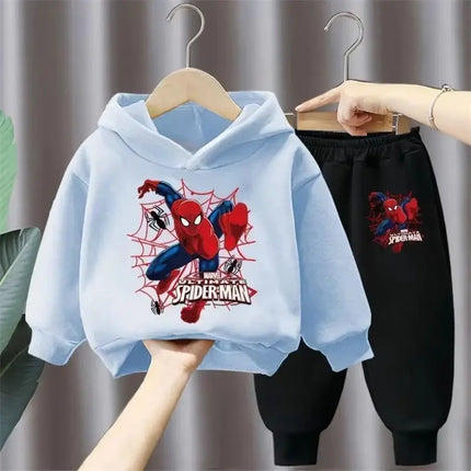 Marvel Spring Autumn Children's Clothing Sets Spiderman Boys Sweatshirt+Sweatpant 2pcs Kids Hooded Sport Pullover Set Tracksuit