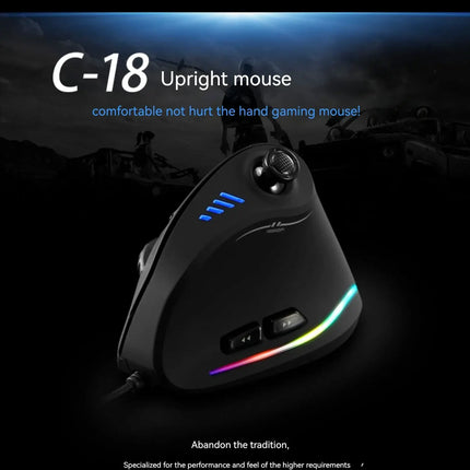 C-18 Vertical Gaming Mouse 10000 DPI Programmable 11 Buttons USB Wired RGB Optical Remote Mouse Gamer Mice For Laptop PC
