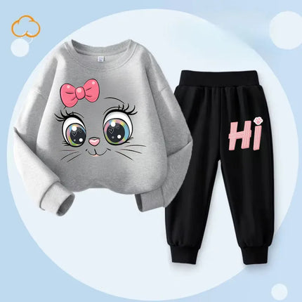 Long Sleeved Hoodies Sets for Girls Spring New Style Pullover Long Pant Two Piece Suit Children's Casual Outfits Kids Tracksuit