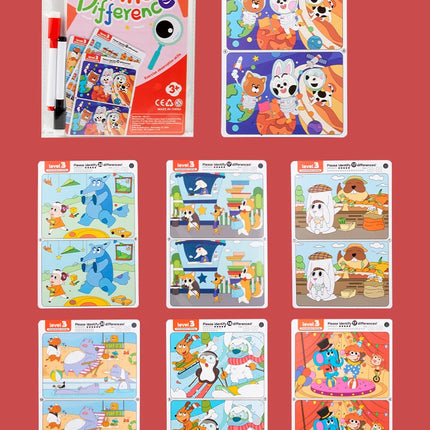 Kid's Find Difference Drawing Circle Game Learning Educational Children Training Concentration Activities Toys for Birthday Gift