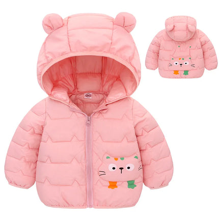 Winter Baby Down Cotton Jacket Winter 2023 New Fashion Cute Cartoon Coat Boys Girls Hooded Warm for Children's Outerwear 0-5y