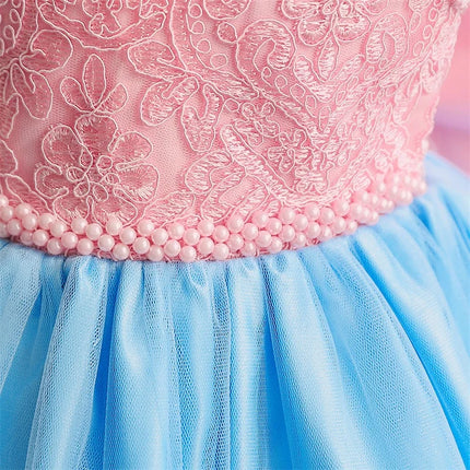 Baby Girls Dresses for 1st Birthday Party Backless Embroidery Elegant Big Bow Wedding Tutu Gown Girls Pink Formal Gala Costume