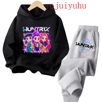2025 movie korean style Sets Children Hoodies Kpop Demon Hunters Pullover Sweatshirt Trucksuit Cartoon Girls Boy Kids Clothes