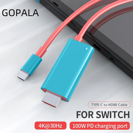 Type C to HDMI Cable for Game HDTV with 4K 1080P 100W PD Charging Compatible with Laptop,Tablet, MobilePhone,SteamDeck