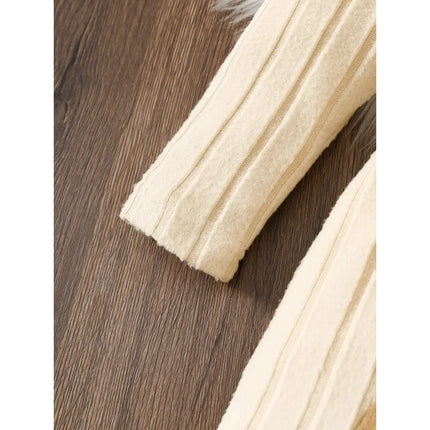 Kids Girls Knitted Dress Patchwork Long Sleeved Dress with Belt Fashion Elegant Casual Party Clothes For Children 4-7 Years