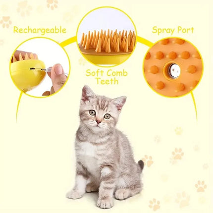 Steamy Dog Brush Electric Spray Cat Hair Brush 3 In1 Dog Steamer Brush for Massage Pet Grooming Removing Tangled and Loose Hair