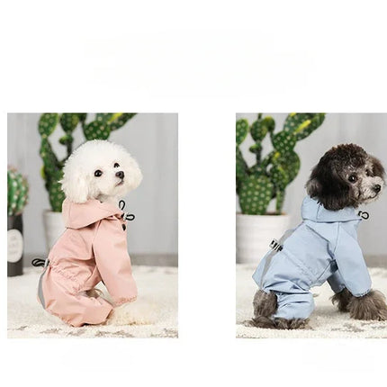 Pet dog clothing, rainproof, breathable and reflective clothes, dog four-legged raincoat, cat and dog supplies french bulldog