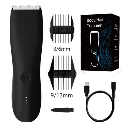 Body Hair Trimmer Shaver for Men Ball Trimmer for Groin Pubic Replaceable Ceramic Blade Groomer Electric Razor Waterproof Clippe
