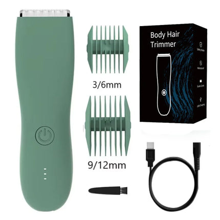 Body Hair Trimmer Shaver for Men Ball Trimmer for Groin Pubic Replaceable Ceramic Blade Groomer Electric Razor Waterproof Clippe