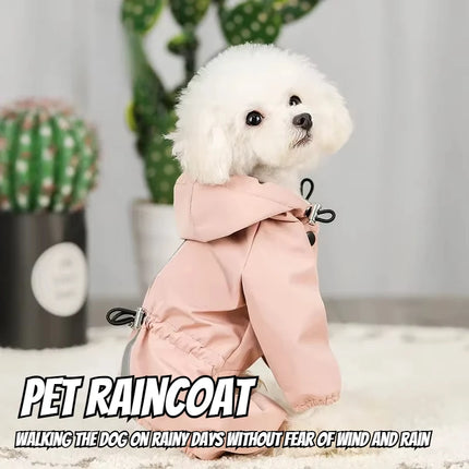 Pet dog clothing, rainproof, breathable and reflective clothes, dog four-legged raincoat, cat and dog supplies french bulldog