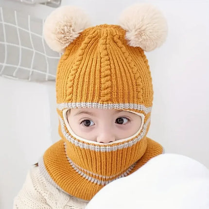 Winter Knit Cap, Scarf And Mask Cap, Earmuffs Windproof Ear Protection, Hot Lining, Suitable for Boys And Girls