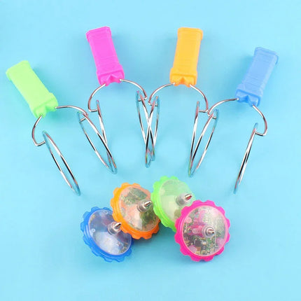 Kid Led Magic Magnetic Orbit Spinning Top Toy Creative Hand Cranked Color Luminous Spinning Toys For Boys Girls Children Gifts