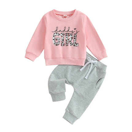 Casual New Baby Boys Long Sleeve Outfits Clothes Fashion Letter Print Sweatshirt Tops Elastic Pants Suit for Baby Fall Clothing