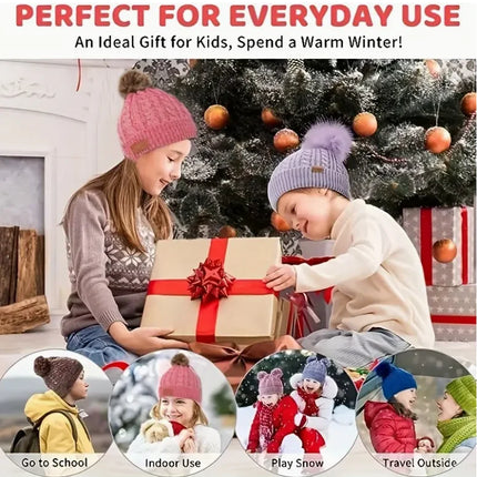 3pcs/set Winter Children's Warm Plus Velvet Scarf Baby Knitted Hat Hat Gloves For 2-8 Y Best for Christmas Thanksgiving