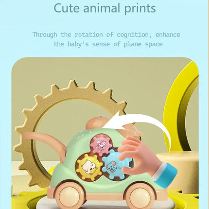 Kid Pull Along Toy Walking Trolley Musical Light Up Car Toy Crawling To Walking Learning Toys Cartoon Polyhedral Trolley Car Toy