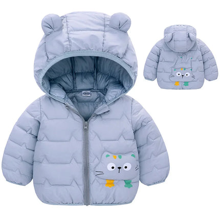 Winter Baby Down Cotton Jacket Winter 2023 New Fashion Cute Cartoon Coat Boys Girls Hooded Warm for Children's Outerwear 0-5y