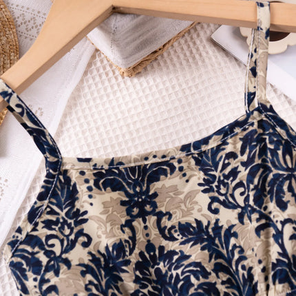 1 - 7 Y Baby Girls' Sling Cut - Out Vintage Floral Print Dress - Stylish & Breathable Summer Outfit for Kids Girls Dress